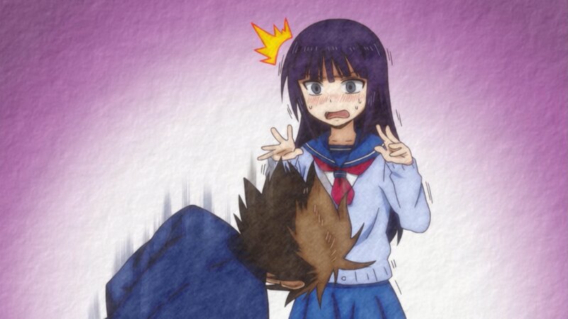 Anime Girl in School Uniform — Purple, Surprised