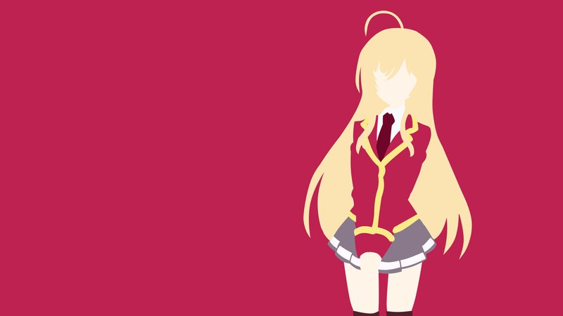 Anime Girl in School Uniform — Red, Calm, Minimalist