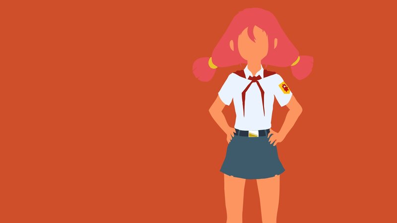 Anime Girl in School Uniform — Red, Confident, Vector Art