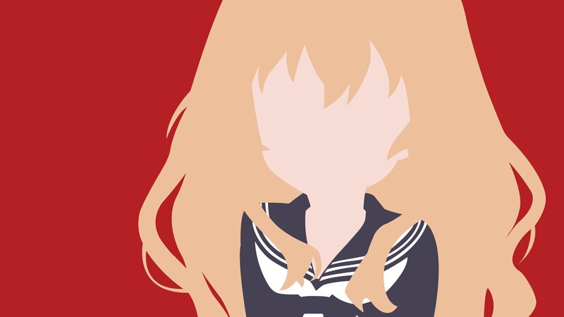 Anime Girl in School Uniform — Red, Dramatic, Minimalist