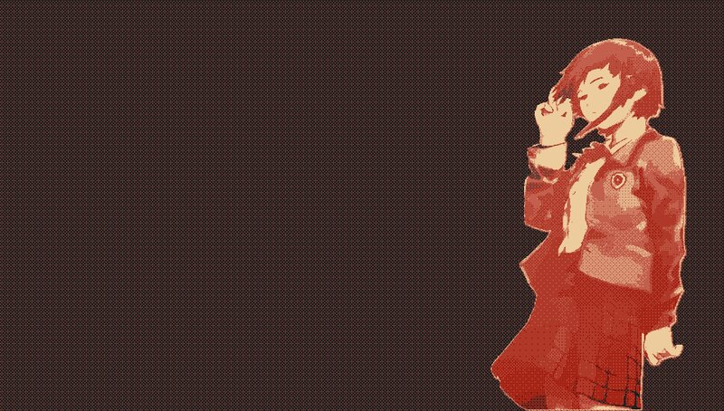Anime Girl in School Uniform — Red, Dramatic, Pixel Art