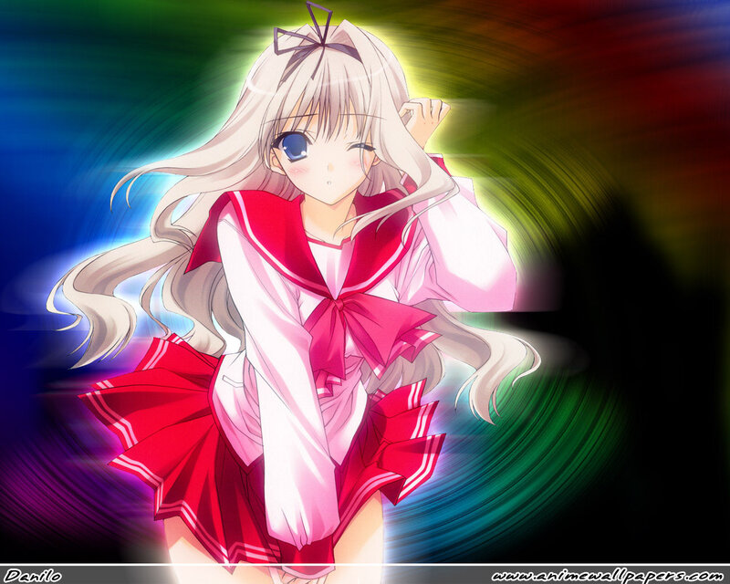 Anime Girl in School Uniform — Red, Dramatic, School Uniform, Long Hair