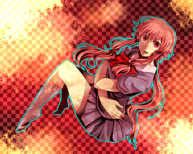 Anime Girl in School Uniform — Red, Dramatic, School Uniform