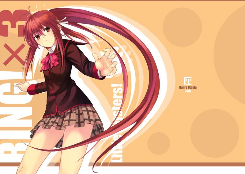 Anime Girl in School Uniform — Red, Dynamic, School Uniform, Long Hair