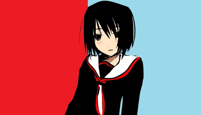 Anime Girl in School Uniform — Red, Neutral