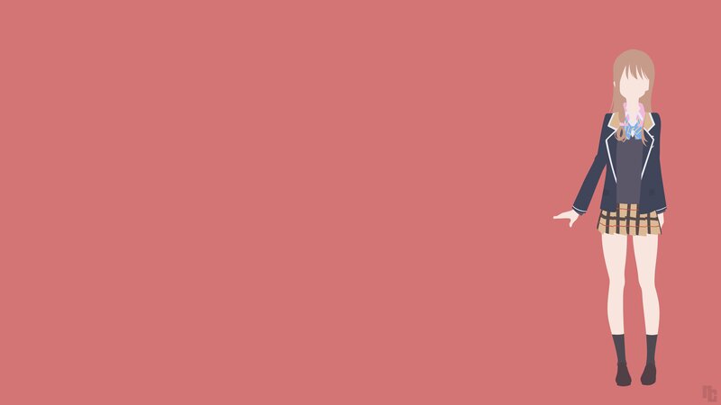 Anime Girl in School Uniform — Red, Neutral, Vector Art