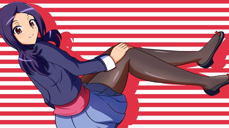 Anime Girl in School Uniform — Red, Playful, School Uniform, Tights