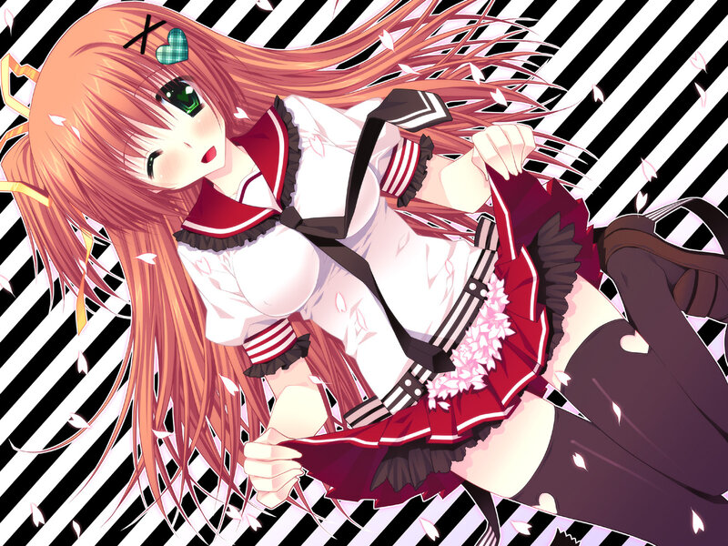 Anime Girl in School Uniform — Red, Playful, Spring
