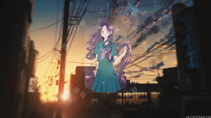 Anime Girl in School Uniform — Teal, Dramatic