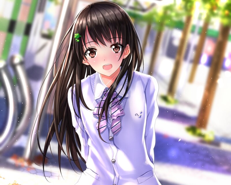 Anime Girl in School Uniform — White, Bright