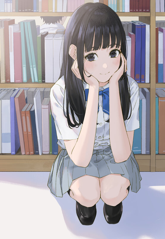 Anime Girl in School Uniform — White, Calm, Afternoon, Manga