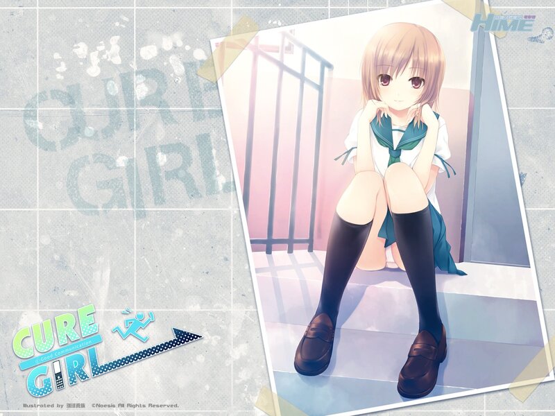 Anime Girl in School Uniform — White, Calm, Afternoon, School Uniform, Stairs