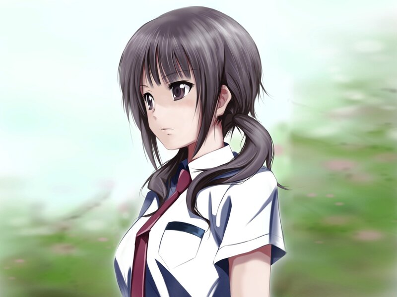 Anime Girl in School Uniform — White, Calm, Afternoon, School Uniform, Tie