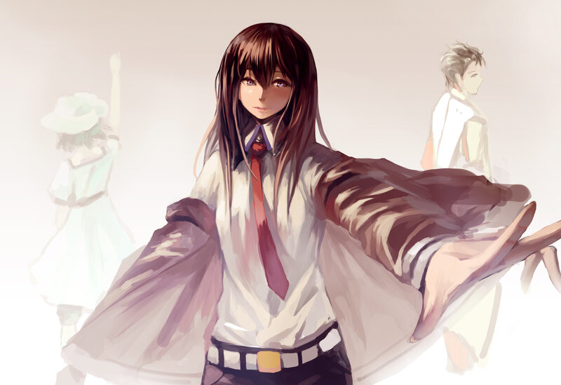 Anime Girl in School Uniform — White, Calm, Digital Art, School Uniform, Coat