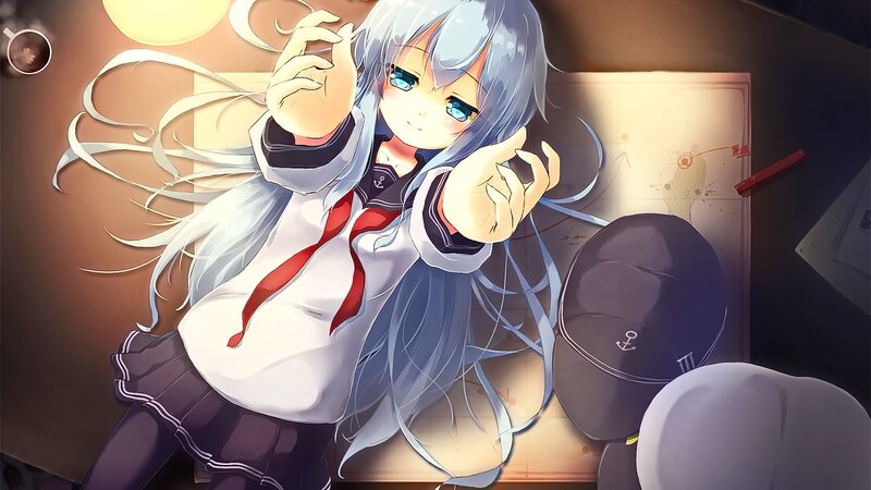 Anime Girl in School Uniform — White, Calm, Night, Digital Art