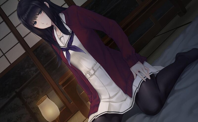 Anime Girl in School Uniform — White, Calm, Night, School Uniform