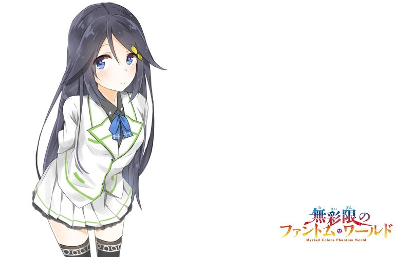 Anime Girl in School Uniform — White, Calm, School Uniform, Blue Eyes