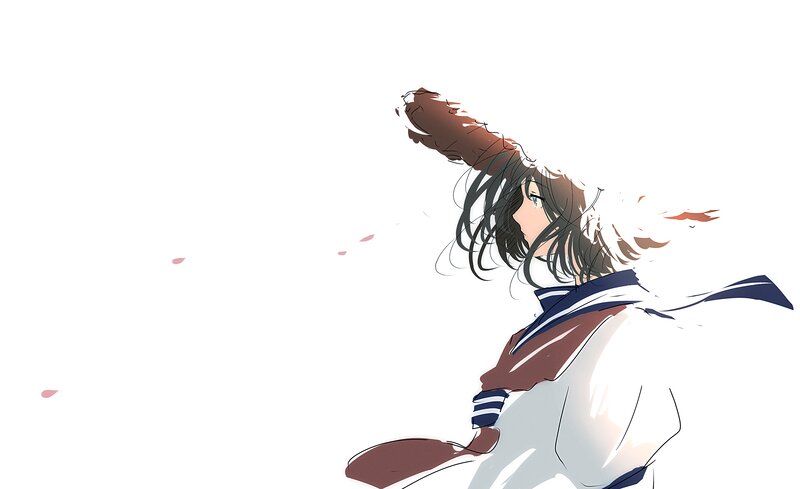 Anime Girl in School Uniform — White, Calm, School Uniform, Hair