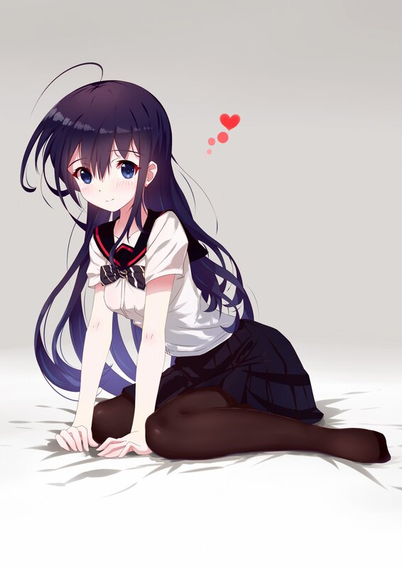 Anime Girl in School Uniform — White, Calm, School Uniform, Heart