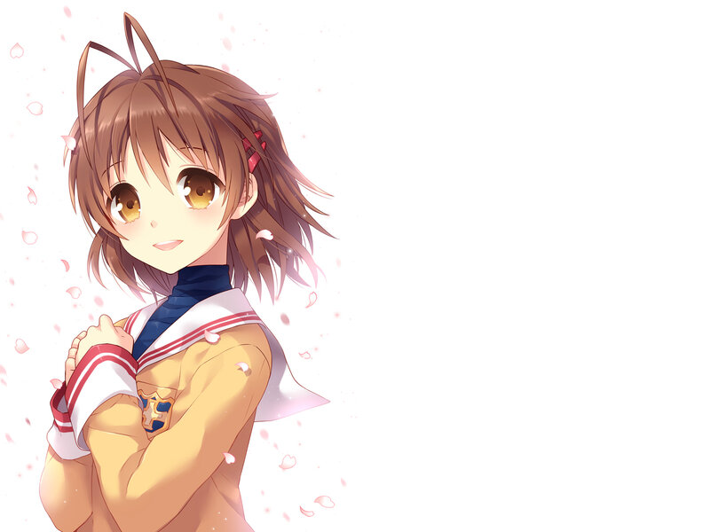 Anime Girl in School Uniform — White, Calm, Spring, School Uniform, Cat Ears