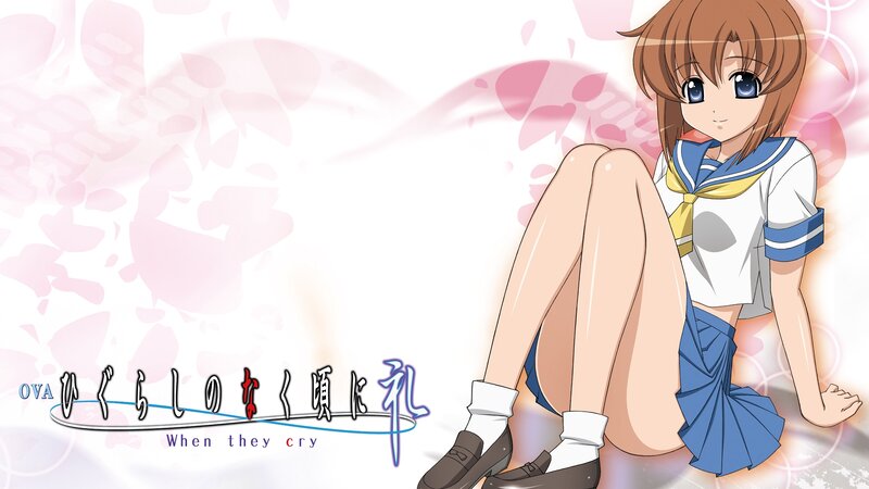 Anime Girl in School Uniform — White, Calm, Spring, School Uniform, Cherry Blossoms, Text