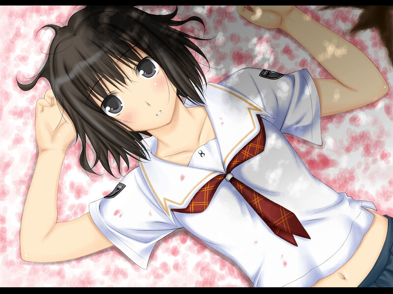 Anime Girl in School Uniform — White, Calm, Spring