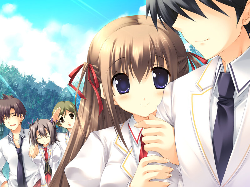 Anime Girl in School Uniform — White, Cheerful, Afternoon