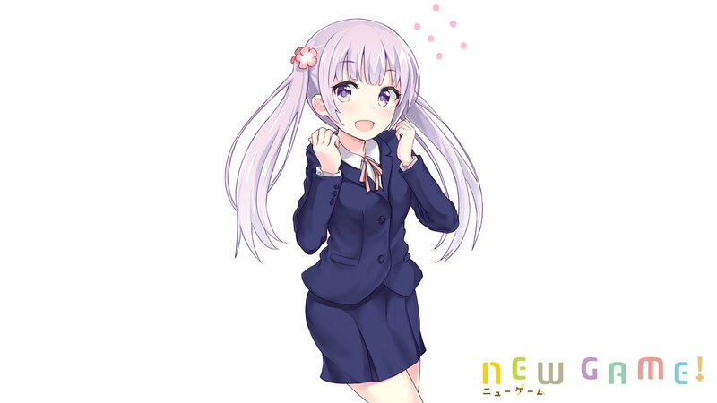 Anime Girl in School Uniform — White, Cheerful, Digital Art