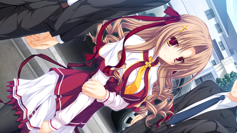 Anime Girl in School Uniform — White, Dramatic, Afternoon