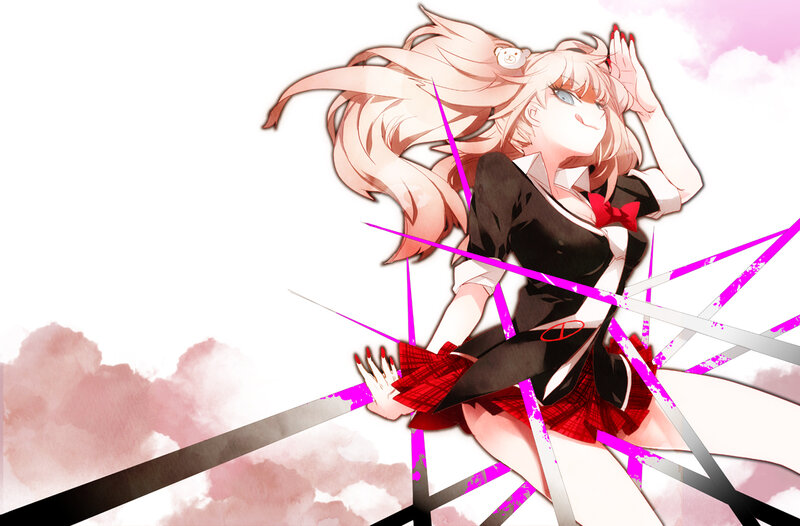 Anime Girl in School Uniform — White, Dramatic, Digital Art