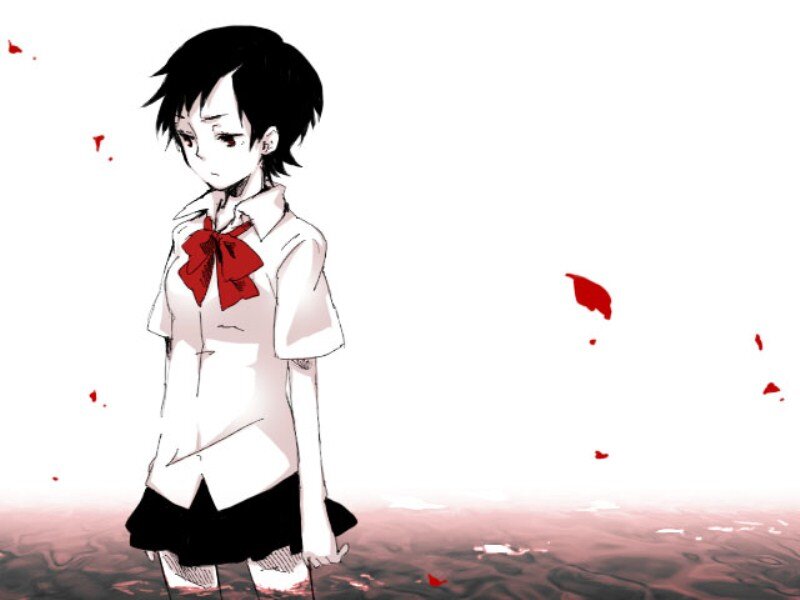Anime Girl in School Uniform — White, Dramatic, Manga
