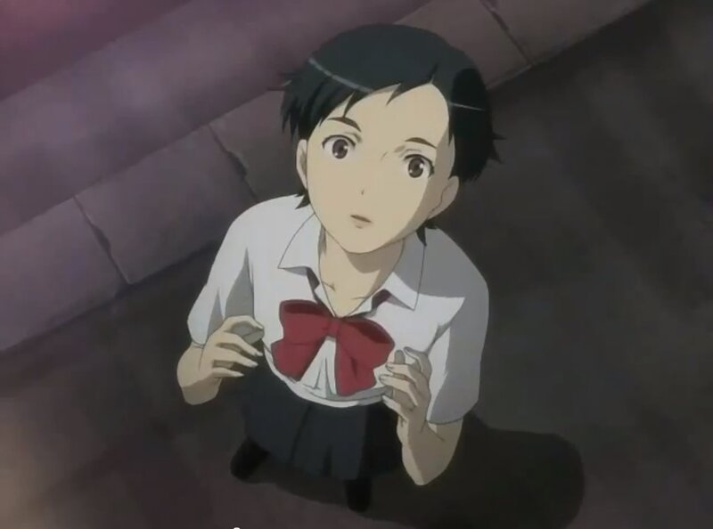 Anime Girl in School Uniform — White, Dramatic, School Uniform, Red Bow