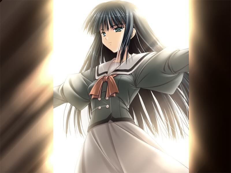 Anime Girl in School Uniform — White, Dramatic, School Uniform