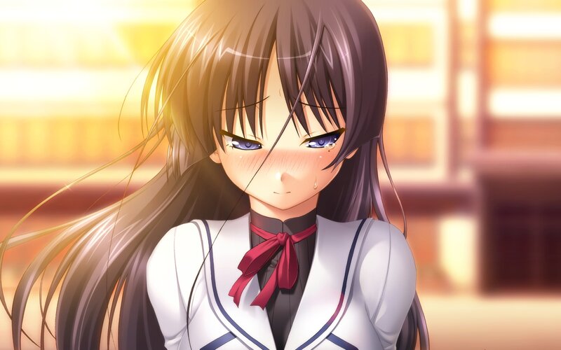 Anime Girl in School Uniform — White, Dramatic, Sunset, School Uniform
