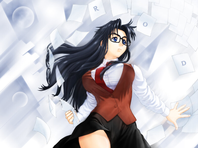 Anime Girl in School Uniform — White, Dynamic, Glasses