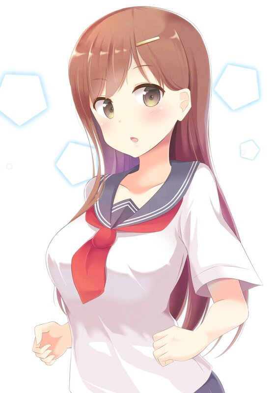 Anime Girl in School Uniform — White, Innocent