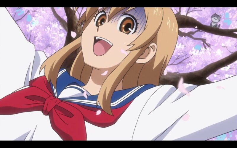 Anime Girl in School Uniform — White, Joyful