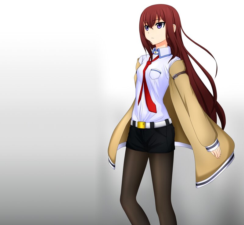 Anime Girl in School Uniform — White, Neutral, Long Hair, Coat