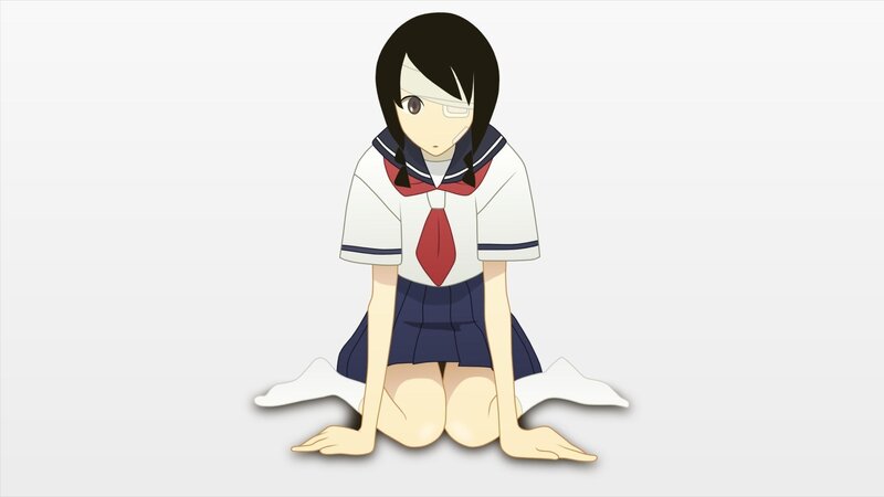 Anime Girl in School Uniform — White, Neutral, School Uniform, Bandage