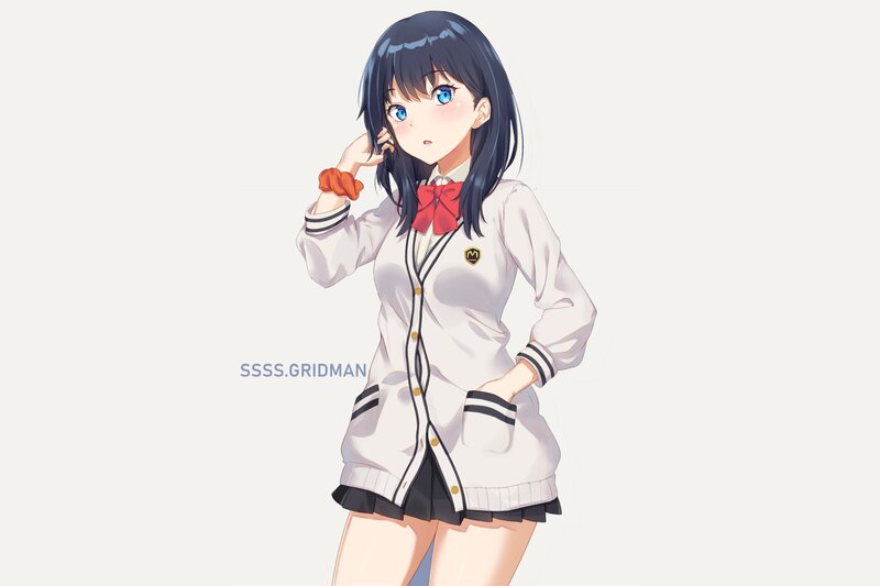Anime Girl in School Uniform — White, Neutral, School Uniform, Blue Eyes