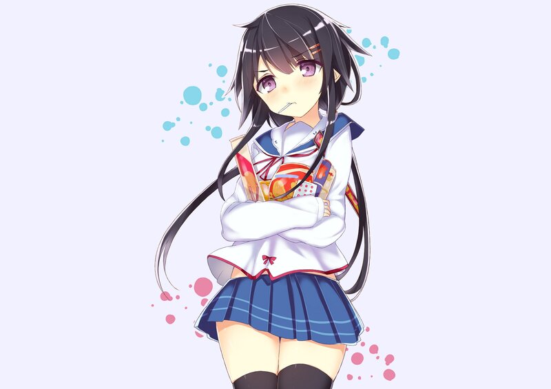 Anime Girl in School Uniform — White, Neutral, School Uniform, Books