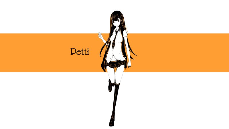 Anime Girl in School Uniform — White, Neutral, School Uniform, Long Hair, Text