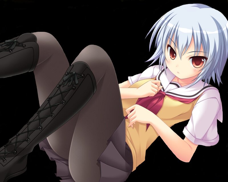 Anime Girl in School Uniform — White, Neutral, School Uniform, Silver Hair