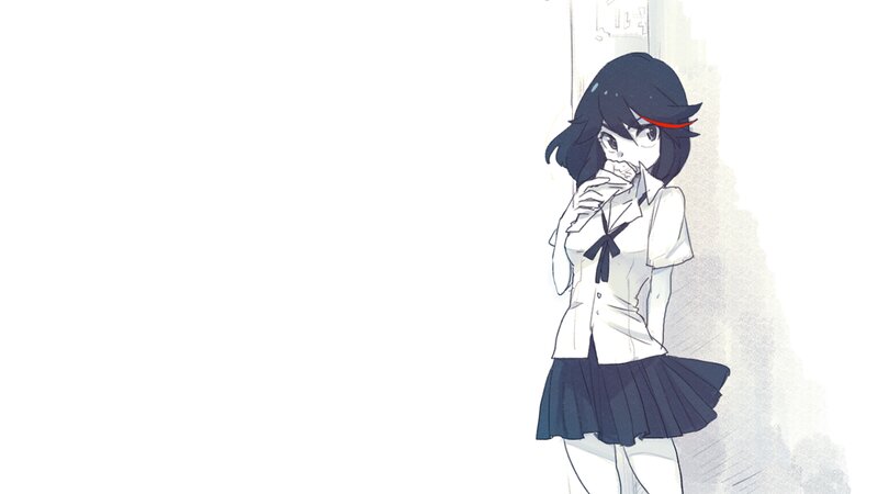 Anime Girl in School Uniform — White, Neutral, School Uniform, Skirt, Wall