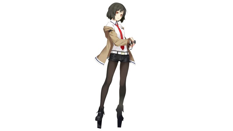 Anime Girl in School Uniform — White, Neutral, School Uniform, Trench Coat