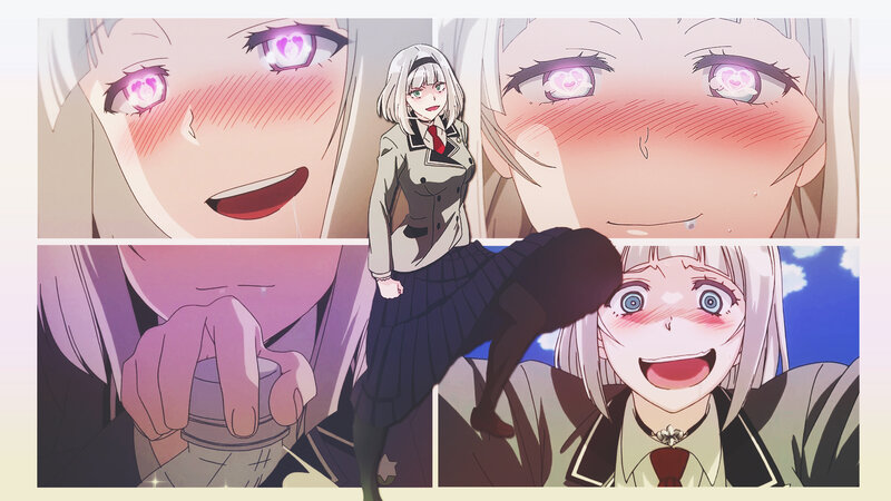 Anime Girl in School Uniform — White, Playful, Afternoon, School Uniform, Blush