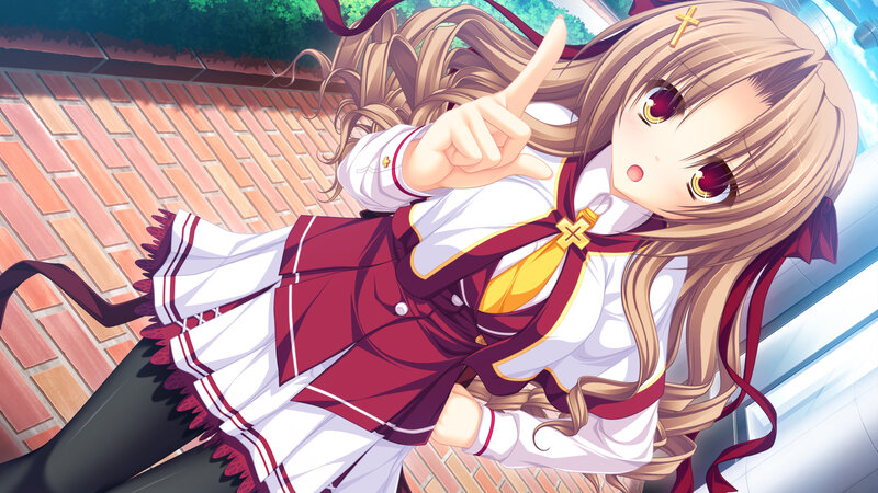 Anime Girl in School Uniform — White, Playful, Afternoon