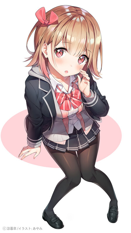 Anime Girl in School Uniform — White, Playful, Digital Art, School Uniform, Bow