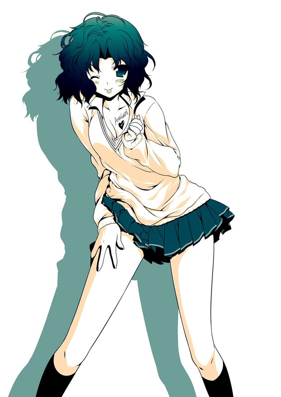 Anime Girl in School Uniform — White, Playful, Manga, School Uniform