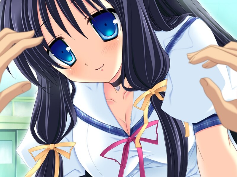 Anime Girl in School Uniform — White, Playful, Morning